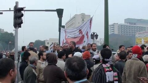 Protesters flock to central Cairo demanding reform Stock Footage 114758569