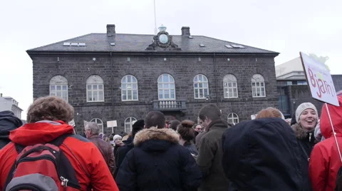Protesters in front of congress house Stock Footage 61919069