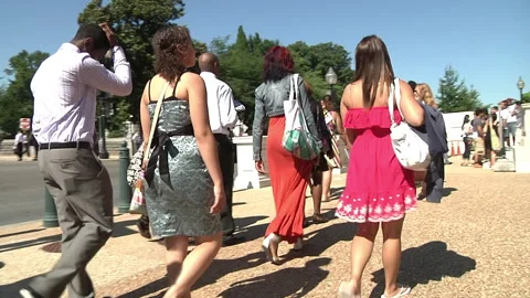 Protesters in front of senate building Washington, D.C. Stock Footage 260849151