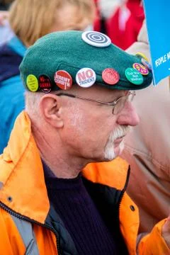 Protesters gather outside the main gate to the AWE, Aldermaston UK Stock Photos