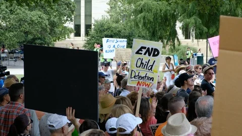 Protesters gathered in Austin Texas to protest against USA border camps Stock-Footage 111716469