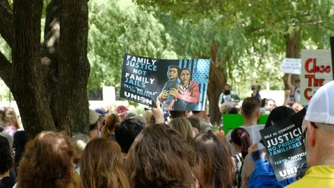 Protesters gathered in Austin Texas to protest against USA border camps Stock-Footage 111717658