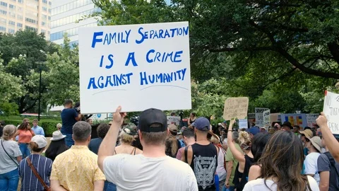 Protesters gathered in Austin Texas to protest against USA border camps Stock-Footage 111721893