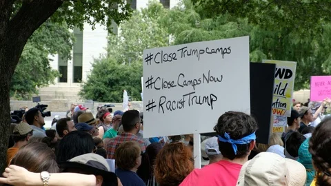 Protesters gathered in Austin Texas to protest against USA border camps Stock-Footage 111722395