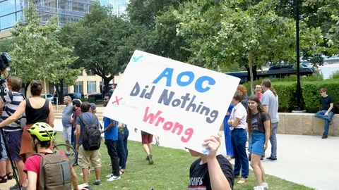 Protesters gathered in Austin Texas to protest against USA border camps Video stock 111723575