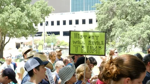 Protesters gathered in Austin Texas to protest against USA border camps Stock-Footage 111723634