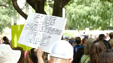 Protesters gathered in Austin Texas to protest against USA border camps Stock-Footage 111723893