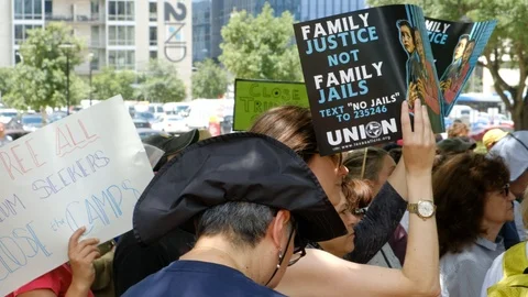 Protesters gathered in Austin Texas to protest against USA border camps Stock-Footage 111724575