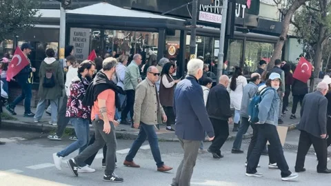 Protesters gathered for a mass rally at call of main opposition CHP over jailing Stock Footage 305679586