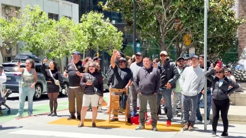 Protesters Gathering in San Francisco During Mexico Elections Stock Footage 276865396