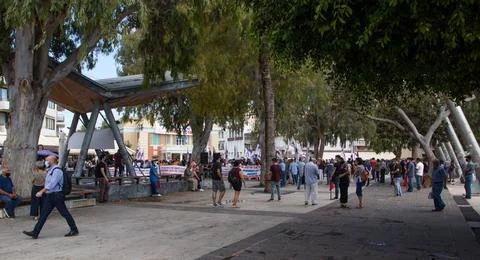 Protesters on a general strike in Crete Stock Photos