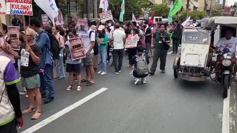 Protesters in Manila call for Philippines to rejoin ICC, PHILIPPINES, PH - 17 Ma Video stock 304311969
