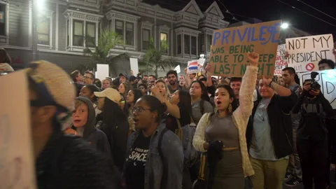 Protesters March Day After Election 2020 Signs Stock Footage 224245930