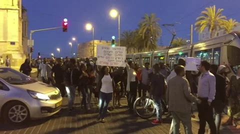 Protesters March in Demontration Stock Footage 52360174