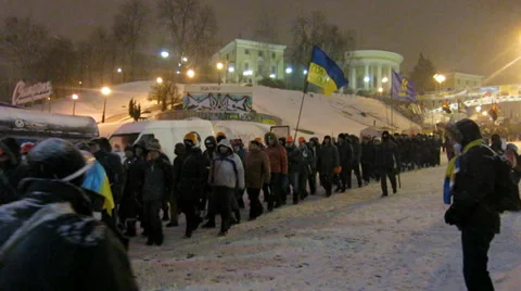 Protesters march in Kiev Stock Footage 34341041