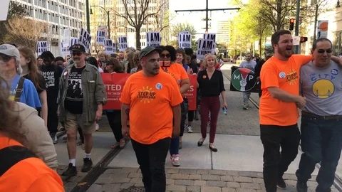 Protesters march in Memphis. Stock Footage 74551656