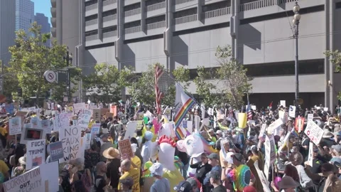 Protesters March Through Financial District Stock Footage 319502946