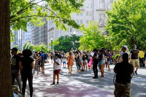 Protesters march in WASHINGTON D.C. during a rally responding to the death of Stock Photos
