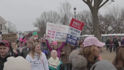 Protesters Marching Forward - Womens March DC Stock Footage 81257511