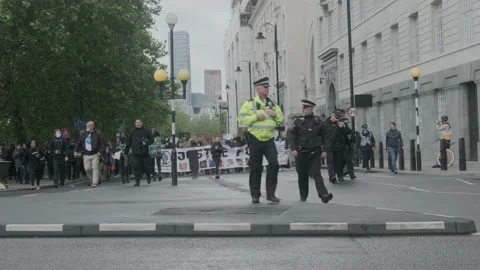 Protesters marching through London Streets for Black Lives Matter Protest London Stock Footage 132107195