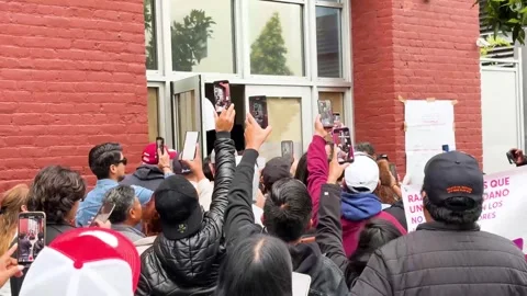 Protesters at Mexico Consulate in San Francisco During Elections Stock Footage 276865390