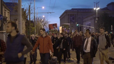 Protesters moving, Hungary Stock Footage 74427831