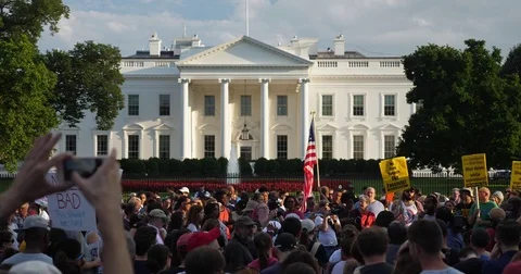 Protesters Outside The White House Hold Signs Stock Footage 78855939