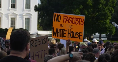 Protesters Outside The White House Hold Signs Stock Footage