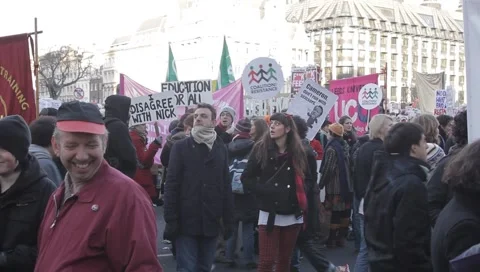 Protesters in Parliament Square Stock Footage 3943589