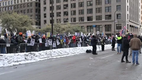 Protesters protest the arrival of Jake Lang, a right-wing activist Video stock 327868511