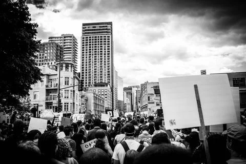 Protesters protesting for justice in city Stock Photos