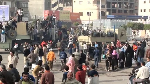 Protesters raise reform slogans in Cairo Stock Footage 114805344