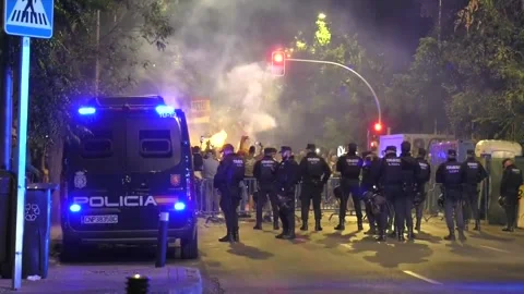 Protesters rally outside Moroccan Embassy in Madrid over Ceuta migration crisis, Stock Footage 341300955