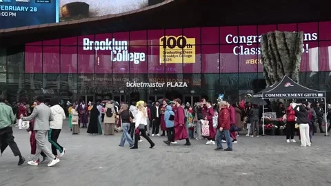 Protesters rally in support of Palestine outside Brooklyn College graduation, NE Stock-Footage 309974980