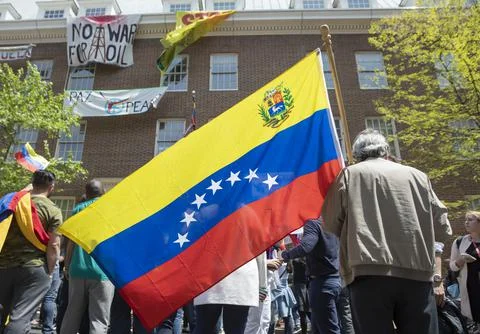 Protesters react to Venezuela coup attempt, Washington, USA - 30 Apr 2019 Stock Photos