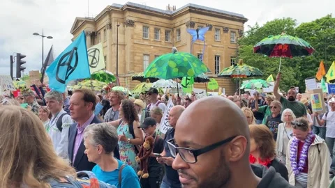 Protesters at the Restore Nature Now demonstration, London, UK. Stock Footage 287038775