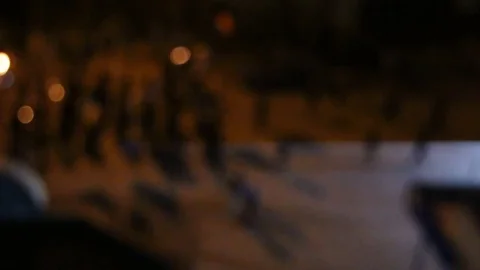 Protesters riots, the torchlight procession, blurry Stock Footage 73179739