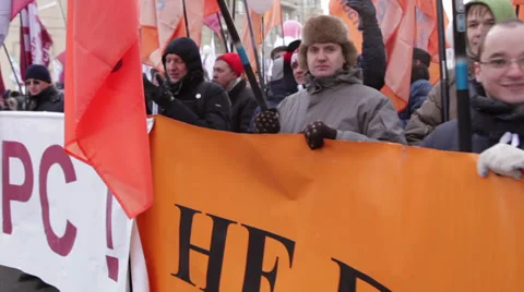 Protesters in Russia Stock Footage 30461353
