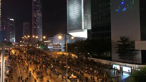 Protesters shining laser pointers at the Central Government Offices.18 Aug 2019 Stock Footage 116321042