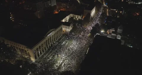 Protesters in Tbilisi to protest against the government's decision. protest Stock Footage 294430173