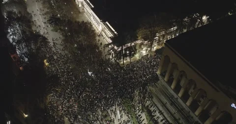 Protesters in Tbilisi to protest against the government's decision. protest Stock Footage 294430448
