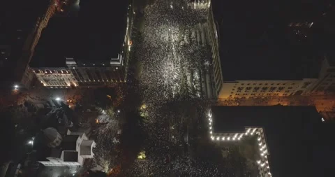 Protesters in Tbilisi to protest against the government's decision. protest Stock Footage 294430619