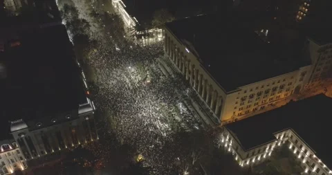 Protesters in Tbilisi to protest against the government's decision. protest Stock Footage 294430930