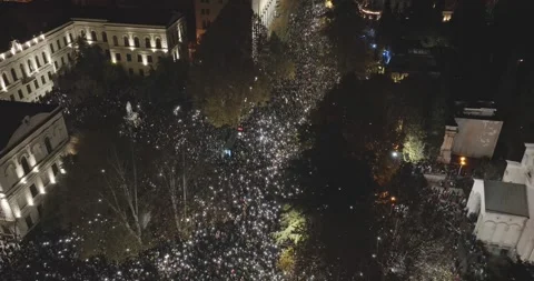 Protesters in Tbilisi to protest against the government's decision. protest Stock Footage 294431028