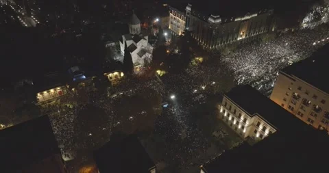 Protesters in Tbilisi to protest against the government's decision. protest Stock Footage 294431078