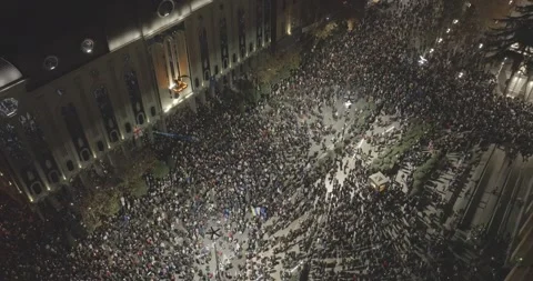 Protesters in Tbilisi to protest against the government's decision. protest Stock Footage 294431130