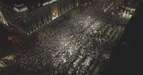 Protesters in Tbilisi to protest against the government's decision. protest Stock Footage 294431176