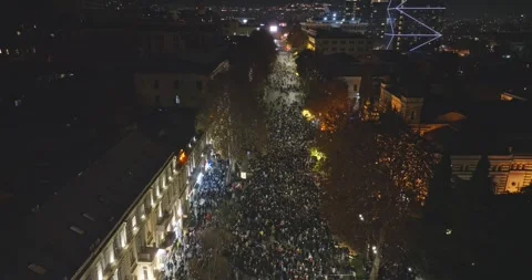 Protesters in Tbilisi to protest against the government's decision. protest Stock Footage 294431228