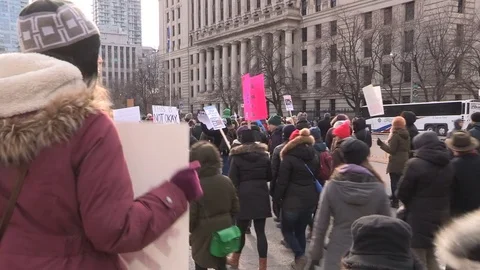 Protesters in Toronto demonstrate against US president Trump Stock Footage 72647594