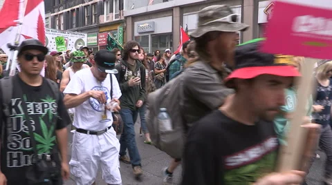 Protesters in Toronto for legalization of marijuana Stock Footage 62897493